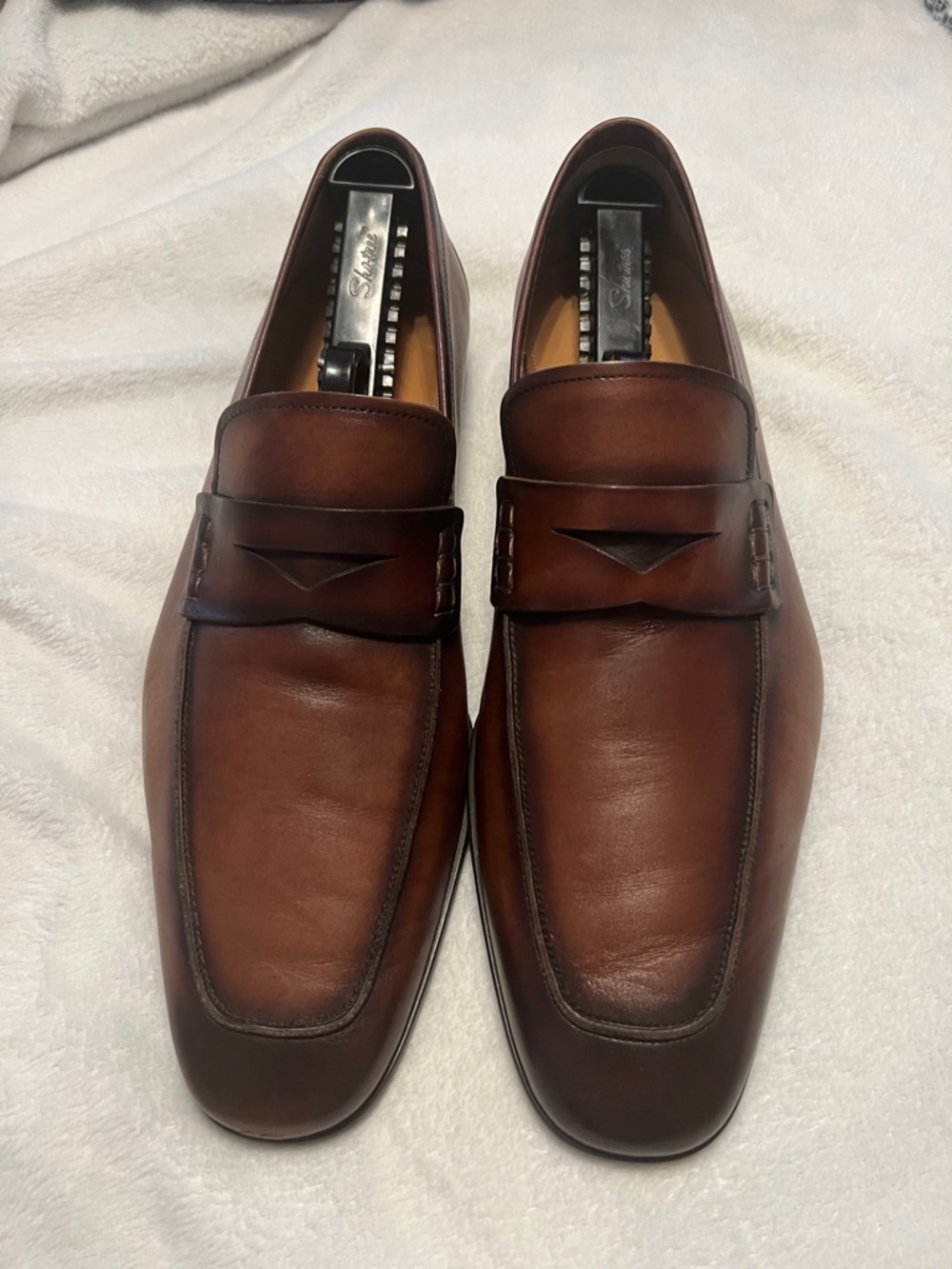 Magnanni Brown Leather Penny Loafers